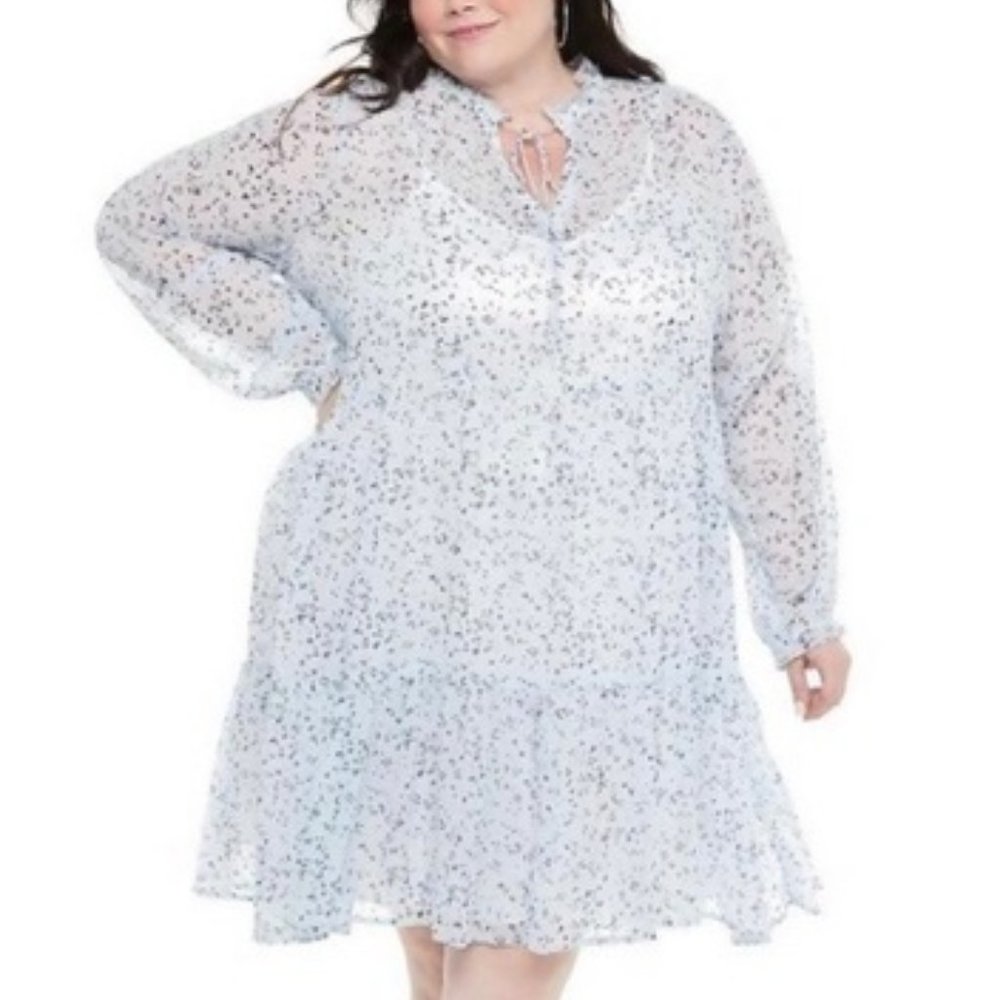 Blue Floral Evri Chiffon Dress 3X